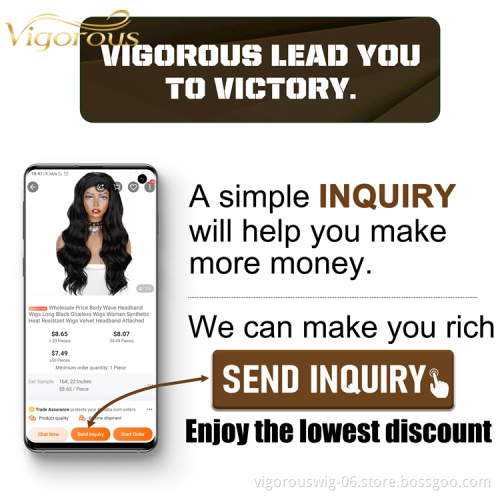 Cheap Price Body Wave Headband Wigs Long Black Glueless Wigs Women Synthetic Heat Resistant Wigs Velvet Headband Attached
